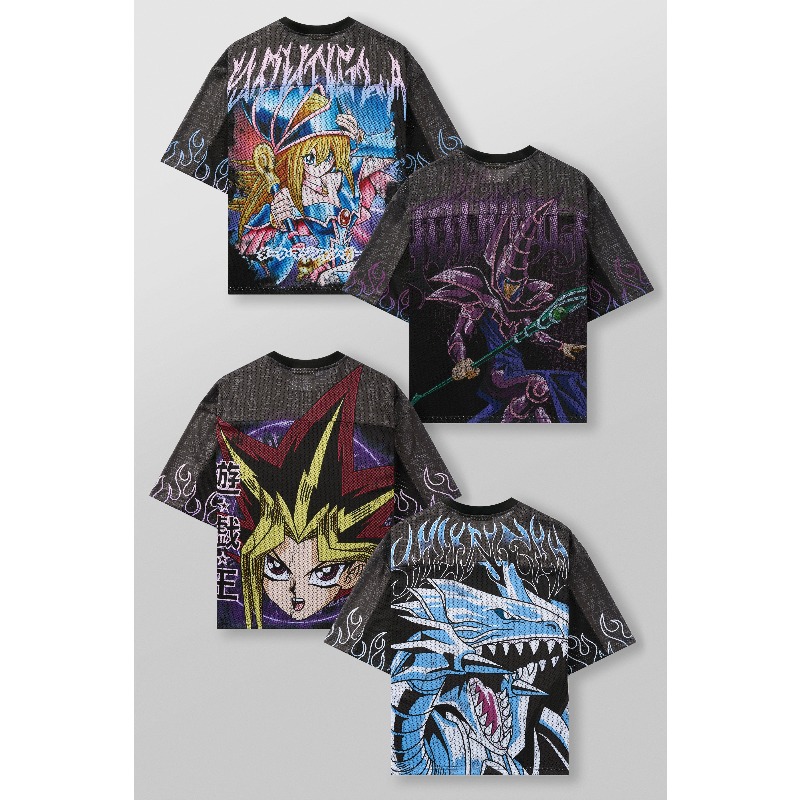 Anime Fan Merchandise - 새로운 유기오 애니메이션 메쉬 티셔츠 오버사이즈