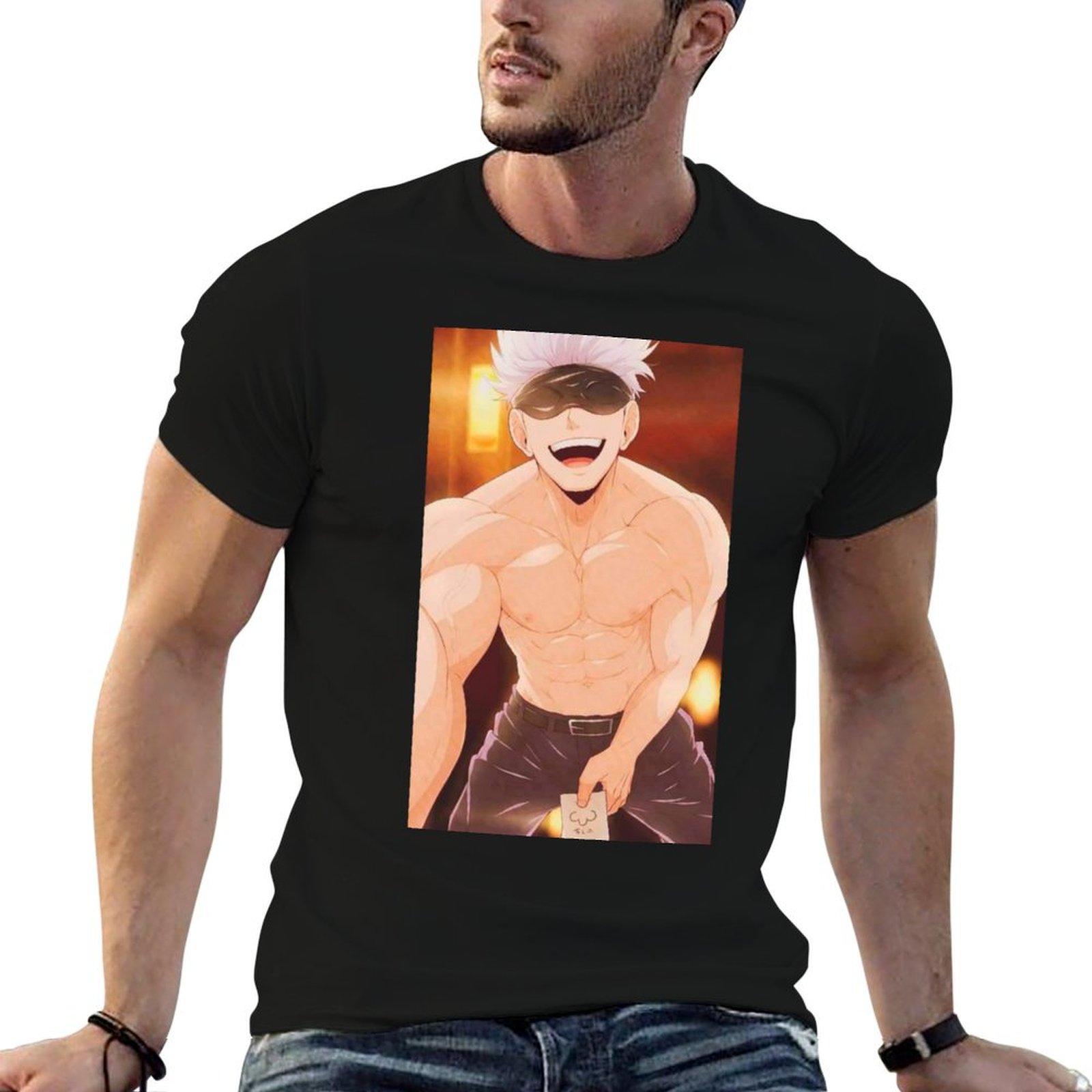 Anime Merchandise T Shirt - Gojo Satoru 상품 티셔츠 남성용 티셔츠