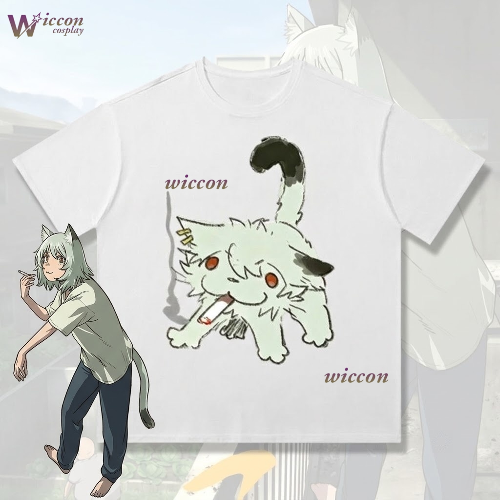 Anime Merchandise T Shirt - YesOk Chainsmoker Cat Yaniko Satou 귀여운
