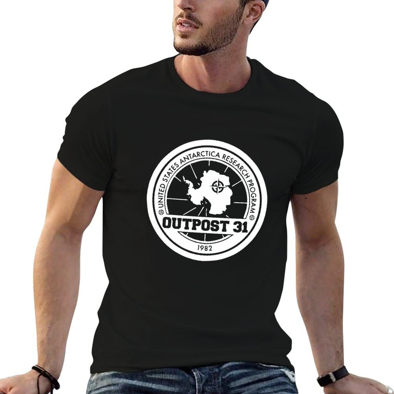 Anime Merchandise T Shirt - Outpost 31 로고 상품 티셔츠 남성용