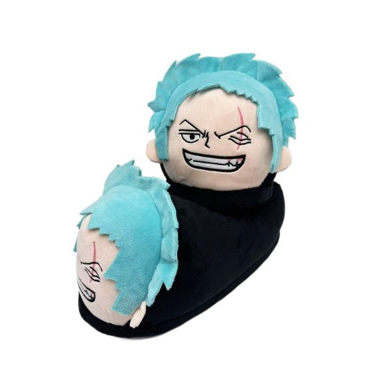 Unique Anime Merchandise - 귀여운 원피스 조로 봉제 슬리퍼 부드럽고